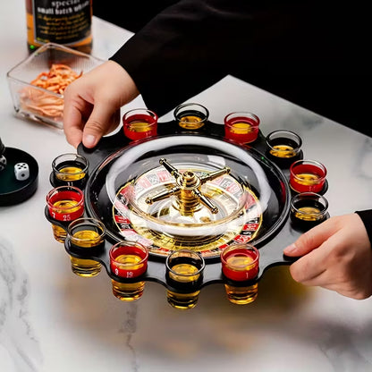Roulette-Style Bar Game with 12 Cup Holders