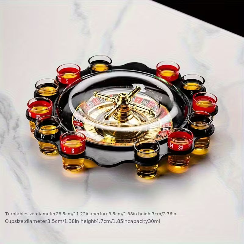 Roulette-Style Bar Game with 12 Cup Holders