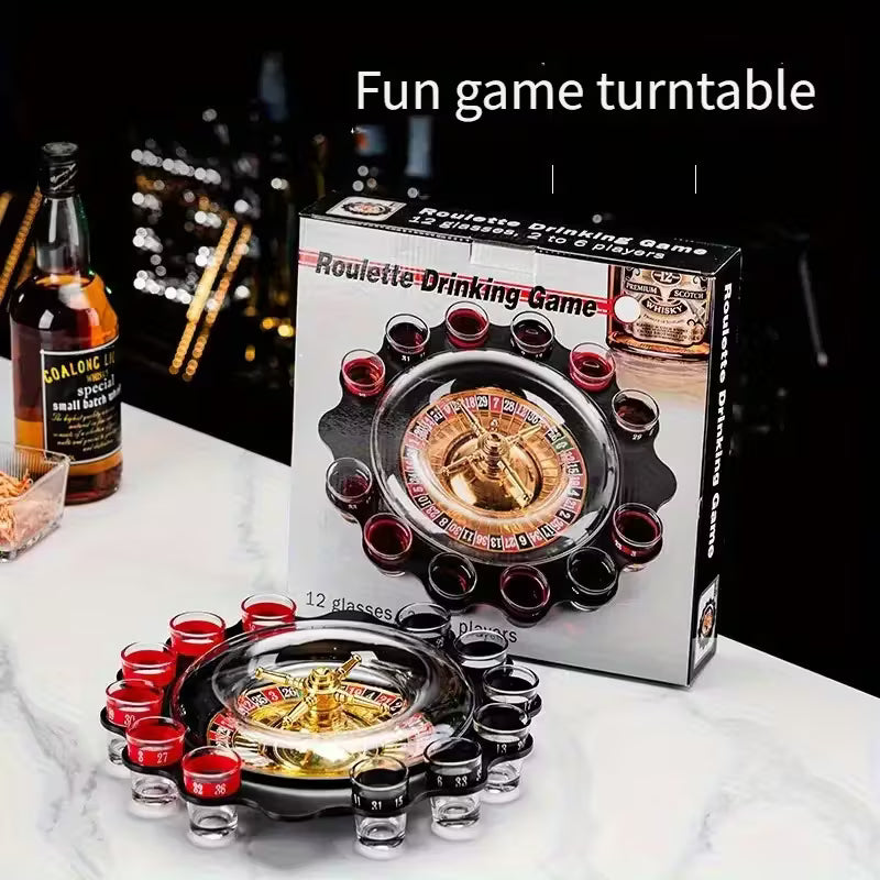 Roulette-Style Bar Game with 12 Cup Holders