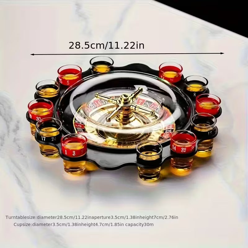 Roulette-Style Bar Game with 12 Cup Holders