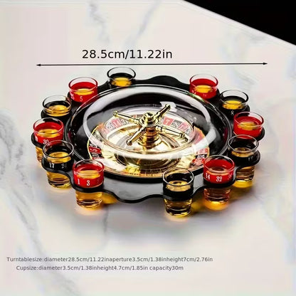 Roulette-Style Bar Game with 12 Cup Holders